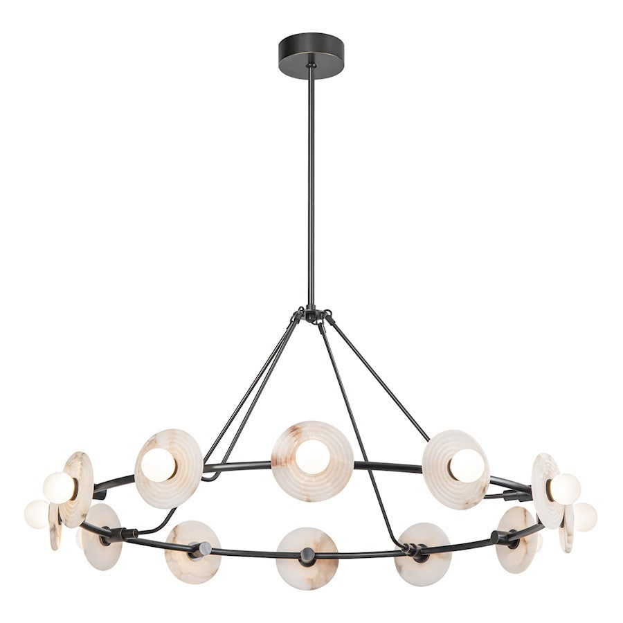 Alora Dahlia 46" LED Chandelier, Bronze/Alabaster/Opal/Alabaster - CH346046UBAR