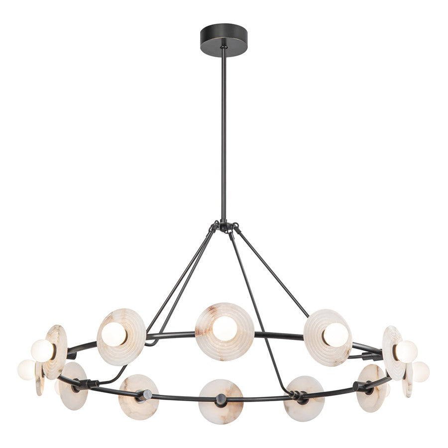 Alora Dahlia 46" LED Chandelier, Urban Bronze/Alabaster/Opal