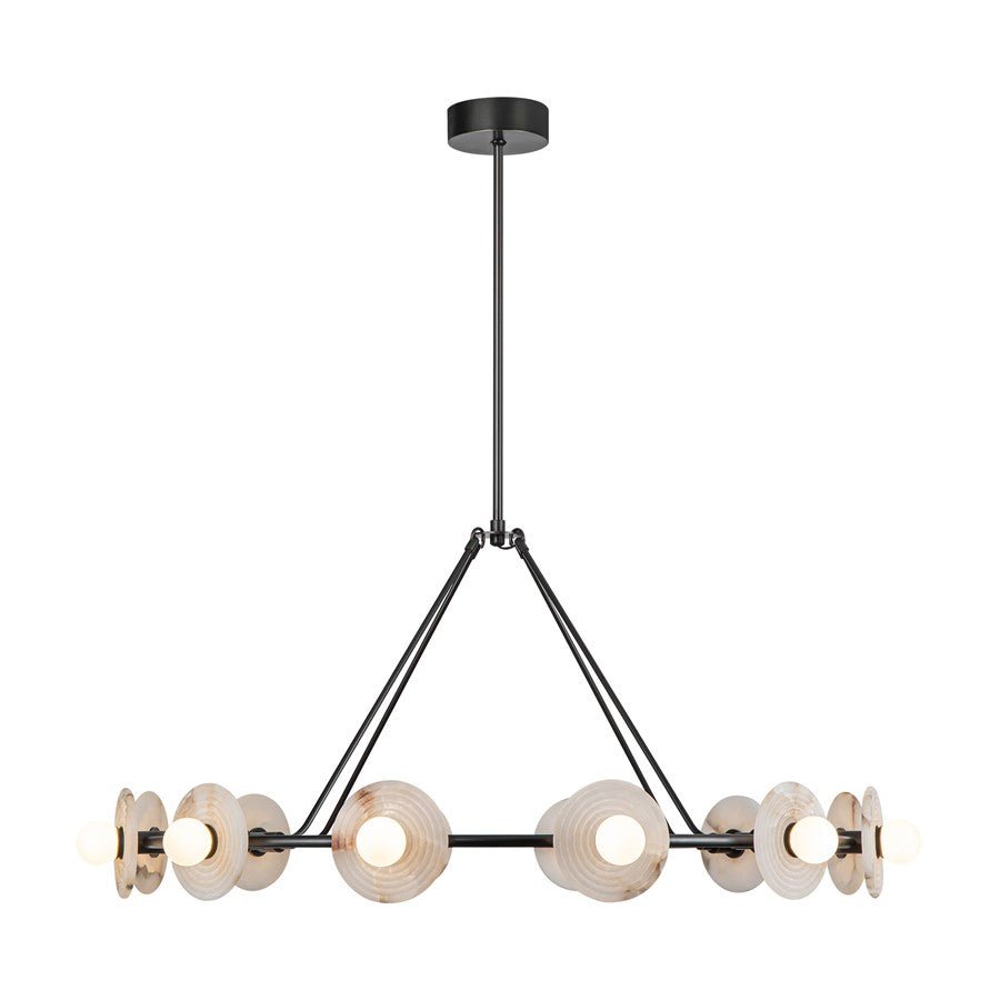 Alora Dahlia 46" LED Chandelier, Urban Bronze/Alabaster/Opal
