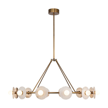 Alora Dahlia 46" LED Chandelier, Vintage Brass/Alabaster/Opal