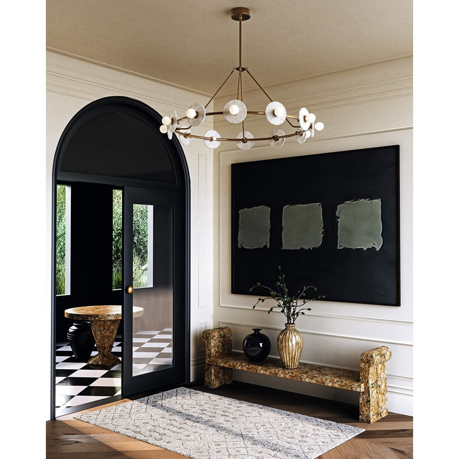 Alora Dahlia 46" LED Chandelier, Vintage Brass/Alabaster/Opal