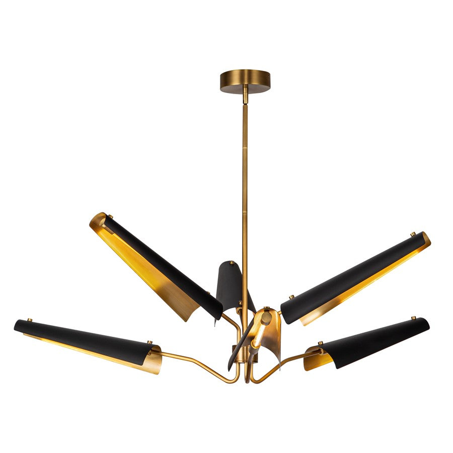 Kuzco Osorio 46" LED Chandelier, Black/Brass/Steel Shade - CH347646MBVB-UNV