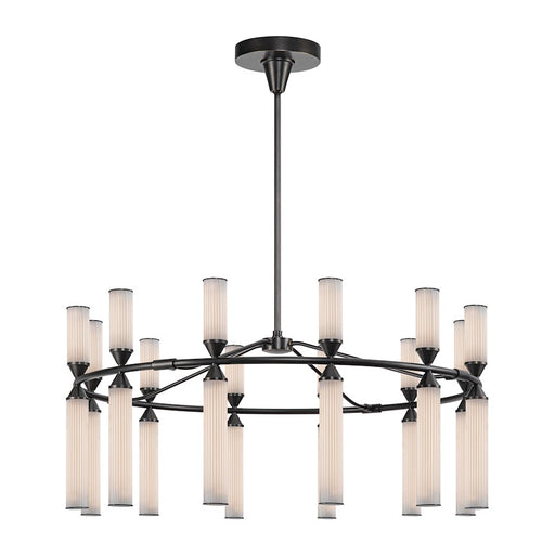 Alora Edwin 38" LED Chandelier, Bronze/Frosted Ribbed - CH348038UBFR