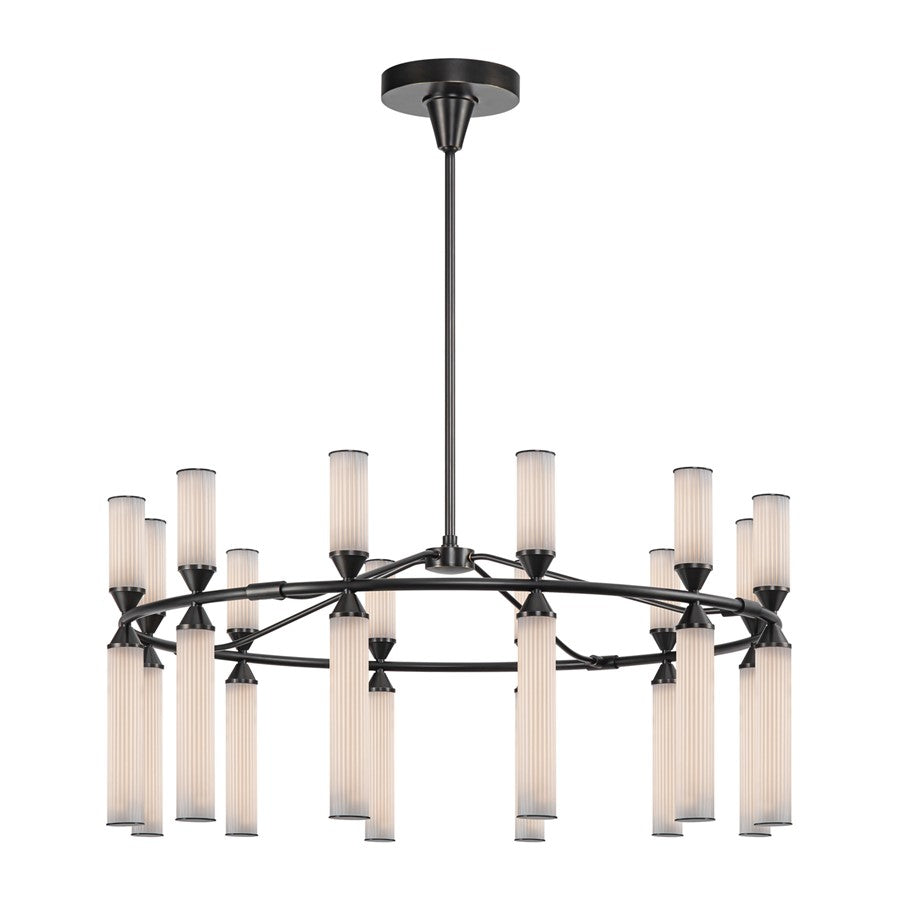 Kuzco Edwin 38" LED Chandelier, Bronze/Frosted Ribbed Glass - CH348038UBFR-UNV