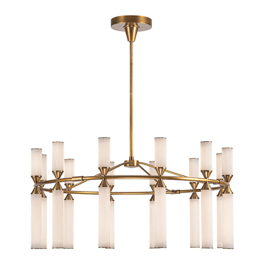 Alora Edwin 38" LED Chandelier, Brass/Frosted Ribbed - CH348038VBFR