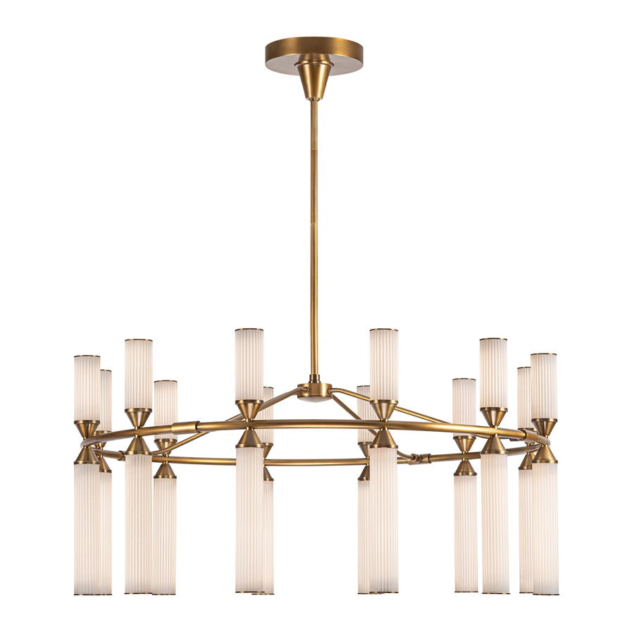Kuzco Edwin 38" LED Chandelier, Brass/Frosted Ribbed Glass - CH348038VBFR-UNV