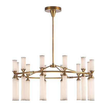 Kuzco Edwin 38" LED Chandelier, Brass/Frosted Ribbed Glass - CH348038VBFR-UNV