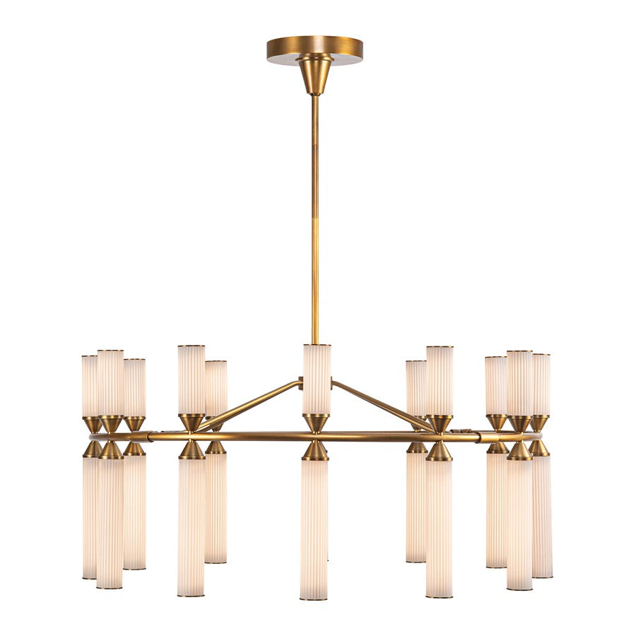Kuzco Edwin 38" LED Chandelier, Brass/Frosted Ribbed Glass