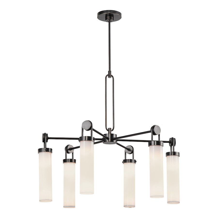 Alora Wynwood 6 Light 32" Chandelier, Urban Bronze/Glossy Opal - CH355632UBGO