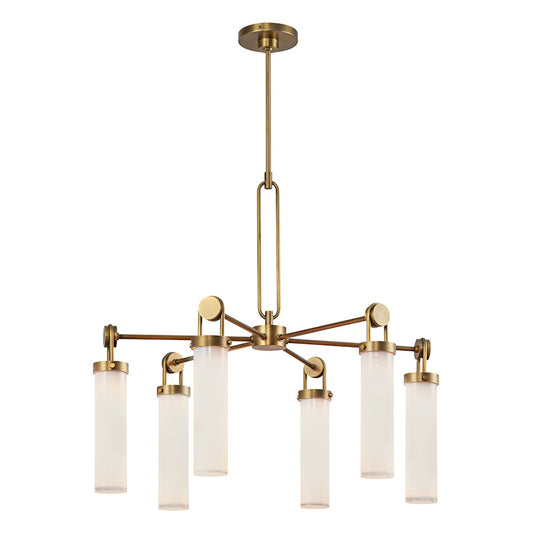 Alora Wynwood 6 Light 32" Chandelier, Vintage Brass/Glossy Opal - CH355632VBGO