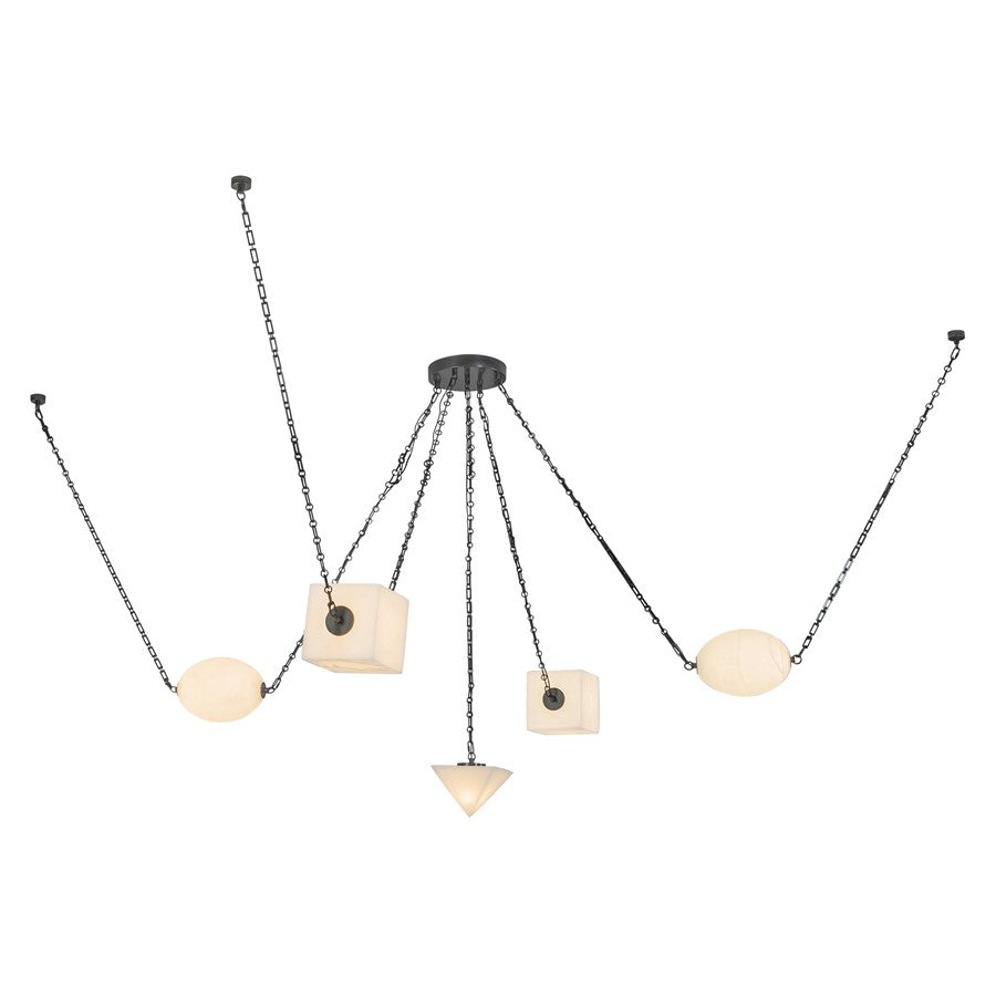 Kuzco Mineral 5-Lt Black Dimmable LED Chandelier, Urban Bronze/Alabaster