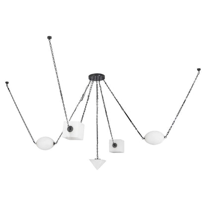 Kuzco Mineral 5-Lt Black Dimmable LED Chandelier, Urban Bronze/Alabaster