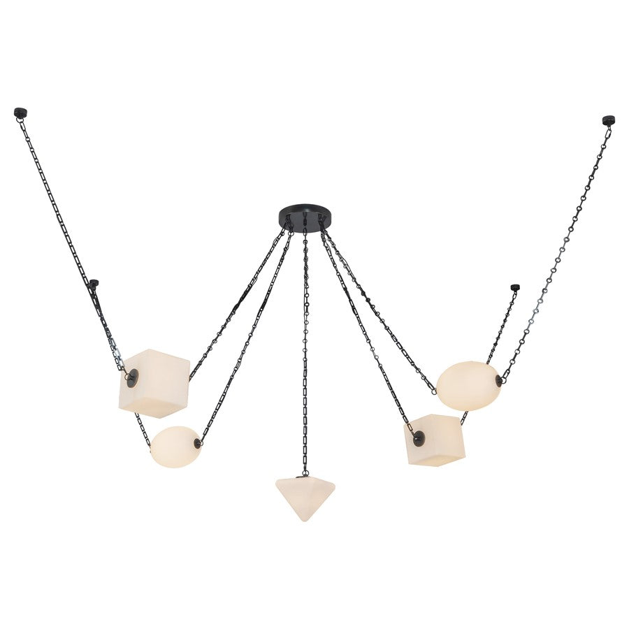 Kuzco Mineral 5-Lt Blk Dim LED Chand, Urban Brz/Matte Opal Glass - CH360105UBOP
