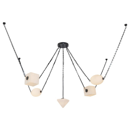 Kuzco Mineral 5-Lt Blk Dim LED Chand, Urban Brz/Matte Opal Glass - CH360105UBOP