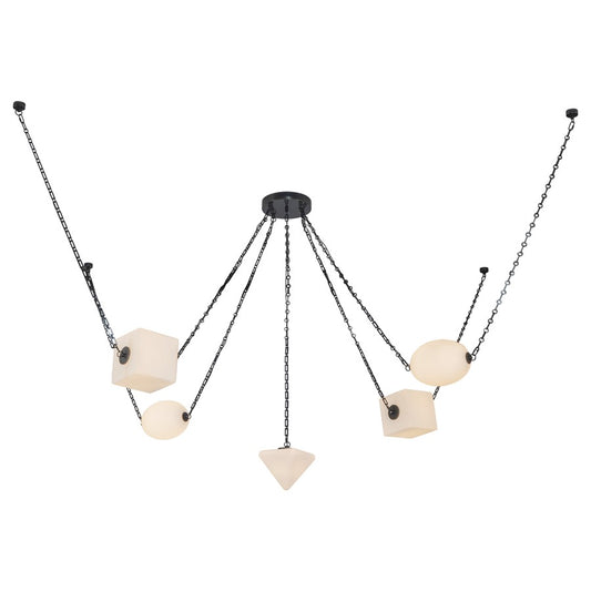 Kuzco Mineral 5-Lt Blk Dim LED Chand, Urban Brz/Matte Opal Glass - CH360105UBOP