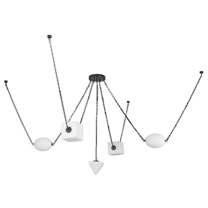Kuzco Mineral 5-Lt Black Dimmable LED Chand, Urban Bronze/Matte Opal Glass