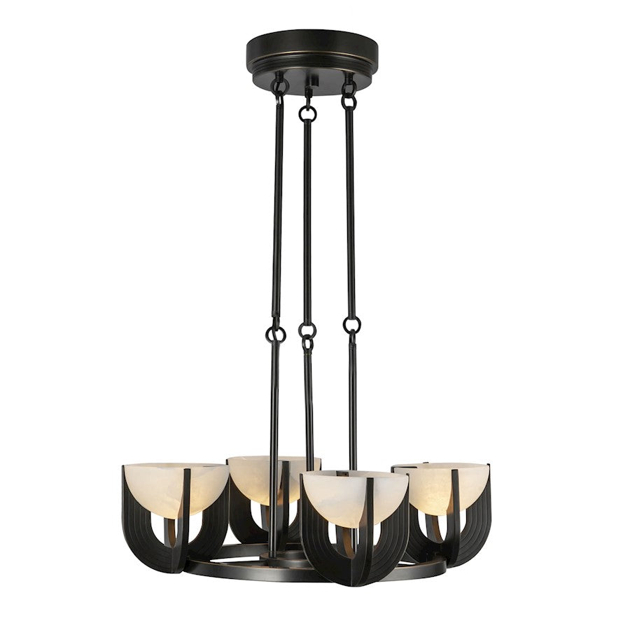 Kuzco Colette 23in 3-Light Chandelier | Art Deco Urban Bronze and Alabaster Stone | Dining Room & Living Room | Model CH362423UBAR-UNV