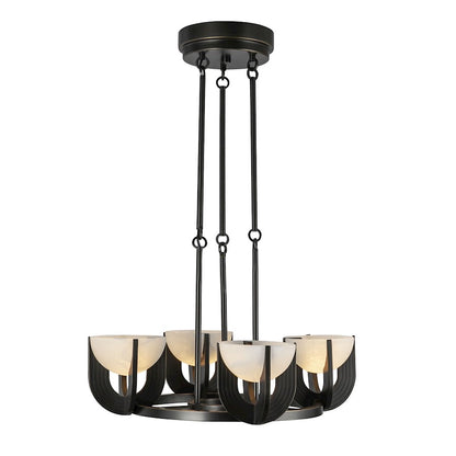 Kuzco Colette 23in 3-Light Chandelier | Art Deco Urban Bronze and Alabaster Stone | Dining Room & Living Room | Model CH362423UBAR-UNV