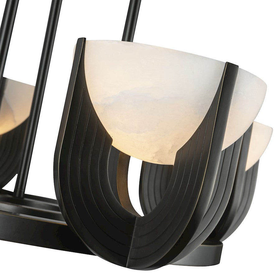 Kuzco Colette 23in 3-Light Chandelier | Art Deco Urban Bronze and Alabaster Stone | Dining Room & Living Room | Model CH362423UBAR-UNV