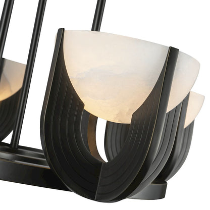 Kuzco Colette 23in 3-Light Chandelier | Art Deco Urban Bronze and Alabaster Stone | Dining Room & Living Room | Model CH362423UBAR-UNV