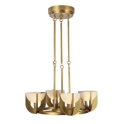Kuzco Colette 23in 1-Light Chandelier | Art Deco Vintage Brass Steel and Opal Alabaster Shade | Dining Room & Living Room | Model CH362423VBAR-UNV