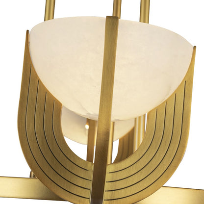 Kuzco Colette 23in 1-Light Chandelier | Art Deco Vintage Brass Steel and Opal Alabaster Shade | Dining Room & Living Room | Model CH362423VBAR-UNV