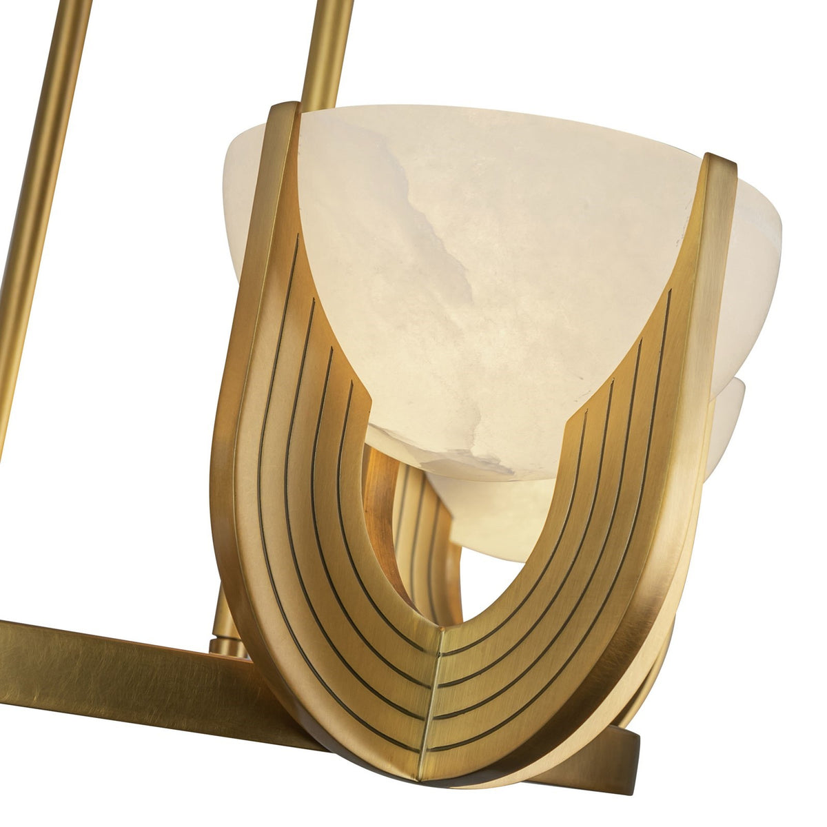 Kuzco Colette 23in 1-Light Chandelier | Art Deco Vintage Brass Steel and Opal Alabaster Shade | Dining Room & Living Room | Model CH362423VBAR-UNV