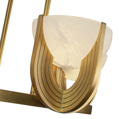 Kuzco Colette 23in 1-Light Chandelier | Art Deco Vintage Brass Steel and Opal Alabaster Shade | Dining Room & Living Room | Model CH362423VBAR-UNV
