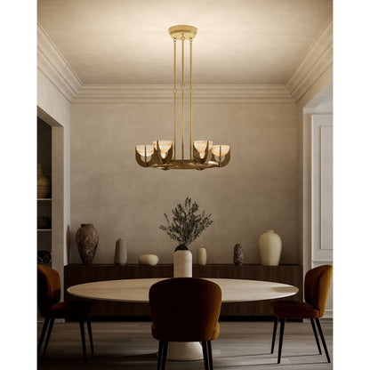 Kuzco Colette 23in 1-Light Chandelier | Art Deco Vintage Brass Steel and Opal Alabaster Shade | Dining Room & Living Room | Model CH362423VBAR-UNV