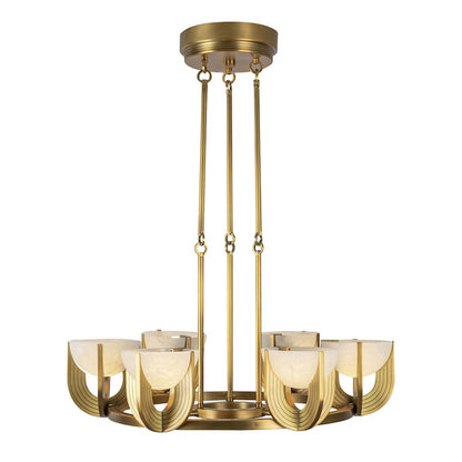 Kuzco Colette 27in 6-Light Chandelier | Vintage Brass Steel and Opal Alabaster Glass | Dining Room & Living Room | Model CH362627VBAR-UNV