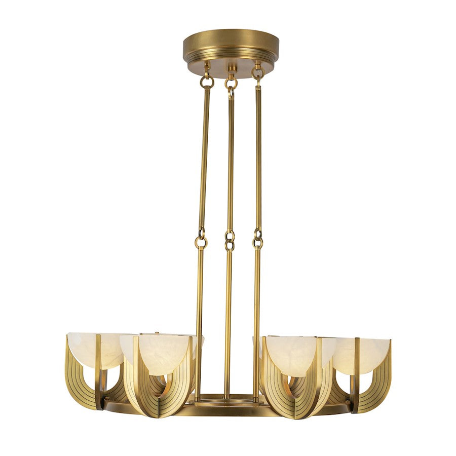 Kuzco Colette 27in 6-Light Chandelier | Vintage Brass Steel and Opal Alabaster Glass | Dining Room & Living Room | Model CH362627VBAR-UNV
