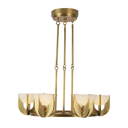 Kuzco Colette 27in 6-Light Chandelier | Vintage Brass Steel and Opal Alabaster Glass | Dining Room & Living Room | Model CH362627VBAR-UNV