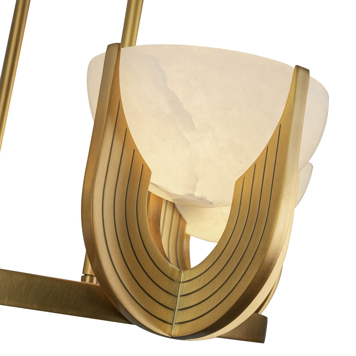 Kuzco Colette 27in 6-Light Chandelier | Vintage Brass Steel and Opal Alabaster Glass | Dining Room & Living Room | Model CH362627VBAR-UNV