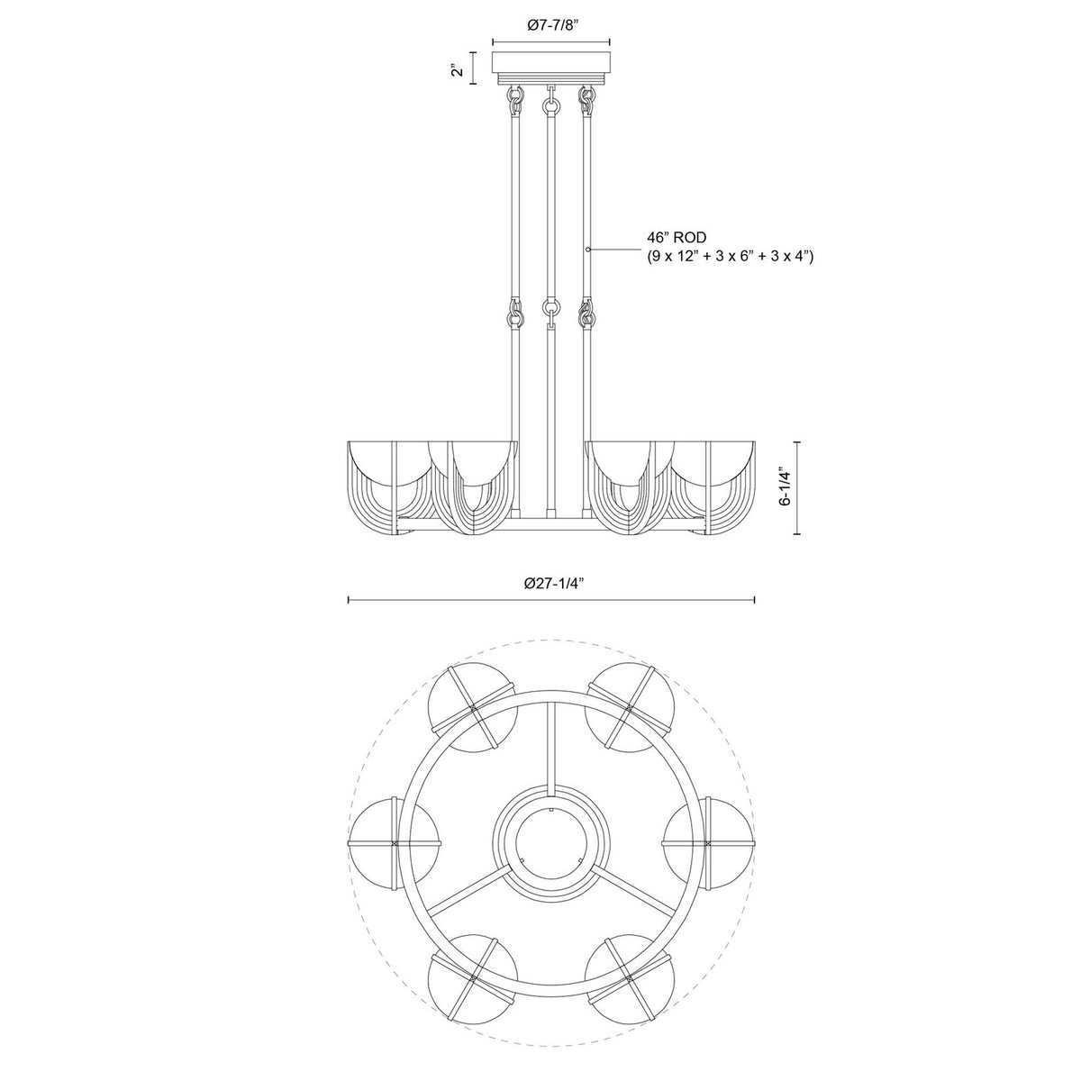 Kuzco Colette 27in 6-Light Chandelier | Vintage Brass Steel and Opal Alabaster Glass | Dining Room & Living Room | Model CH362627VBAR-UNV