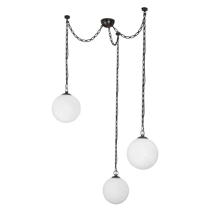 Kuzco Petra 363 3 Lt Black Dimmable LED Chand, Urban Bronze/Cloud Glass