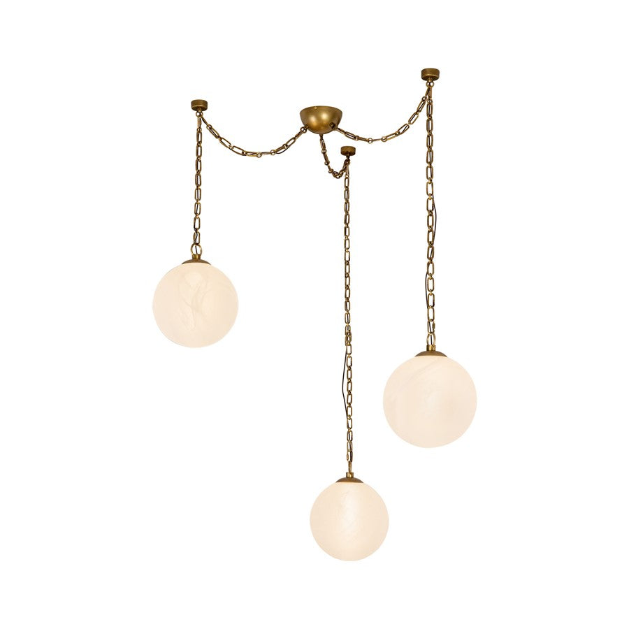 Kuzco Petra 363 3 Lt Brass Dimmable LED Chand, Brass/Cloud Glass