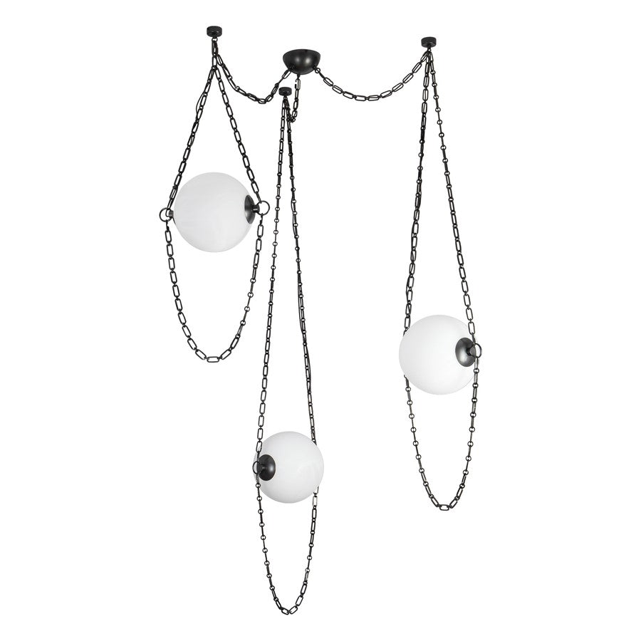 Kuzco Petra 3 Lt Black Dimmable LED Chandelier, Urban Bronze/Cloud Glass