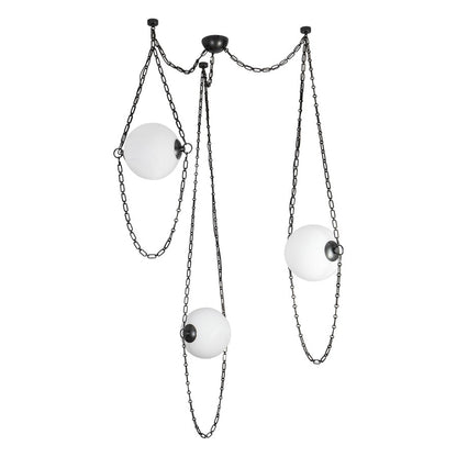 Kuzco Petra 3 Lt Black Dimmable LED Chandelier, Urban Bronze/Cloud Glass