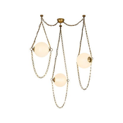 Kuzco Petra 3 Lt Brass Dim LED Chand, Vintage Brass/Cloud Glass - CH372103VBCDG