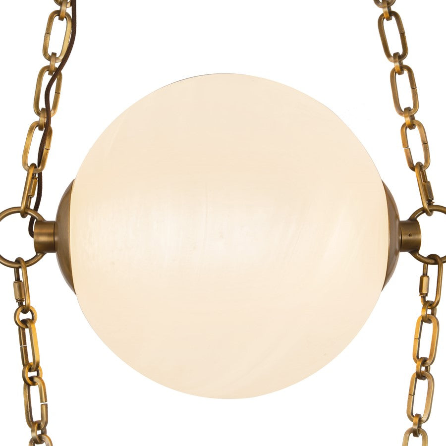 Kuzco Petra 3 Lt Brass Dimmable LED Chand, Vintage Brass/Cloud Glass