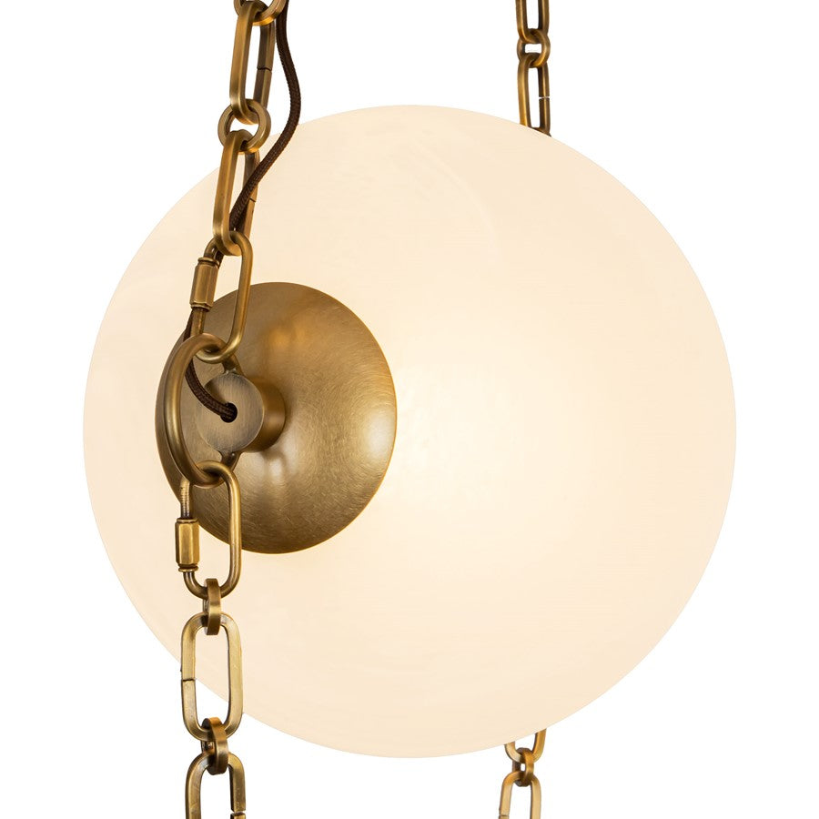 Kuzco Petra 3 Lt Brass Dimmable LED Chand, Vintage Brass/Cloud Glass