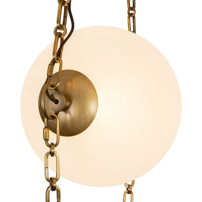 Kuzco Petra 3 Lt Brass Dimmable LED Chand, Vintage Brass/Cloud Glass