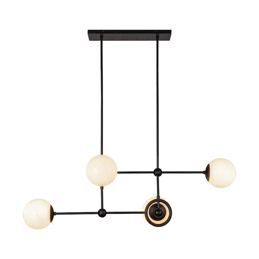 Alora Mood Fiore 4 Light 42" Chandelier, Matte Black/Glossy Opal - CH407342MBGO