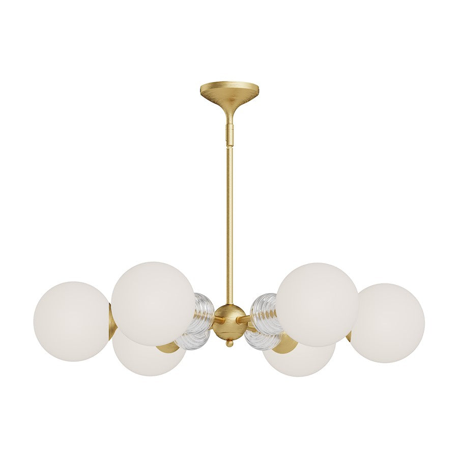 Alora Mood Celia 6Lt 30" Chandelier, Gold/Opal/Opal/Clear Ribbed - CH415330BGOP