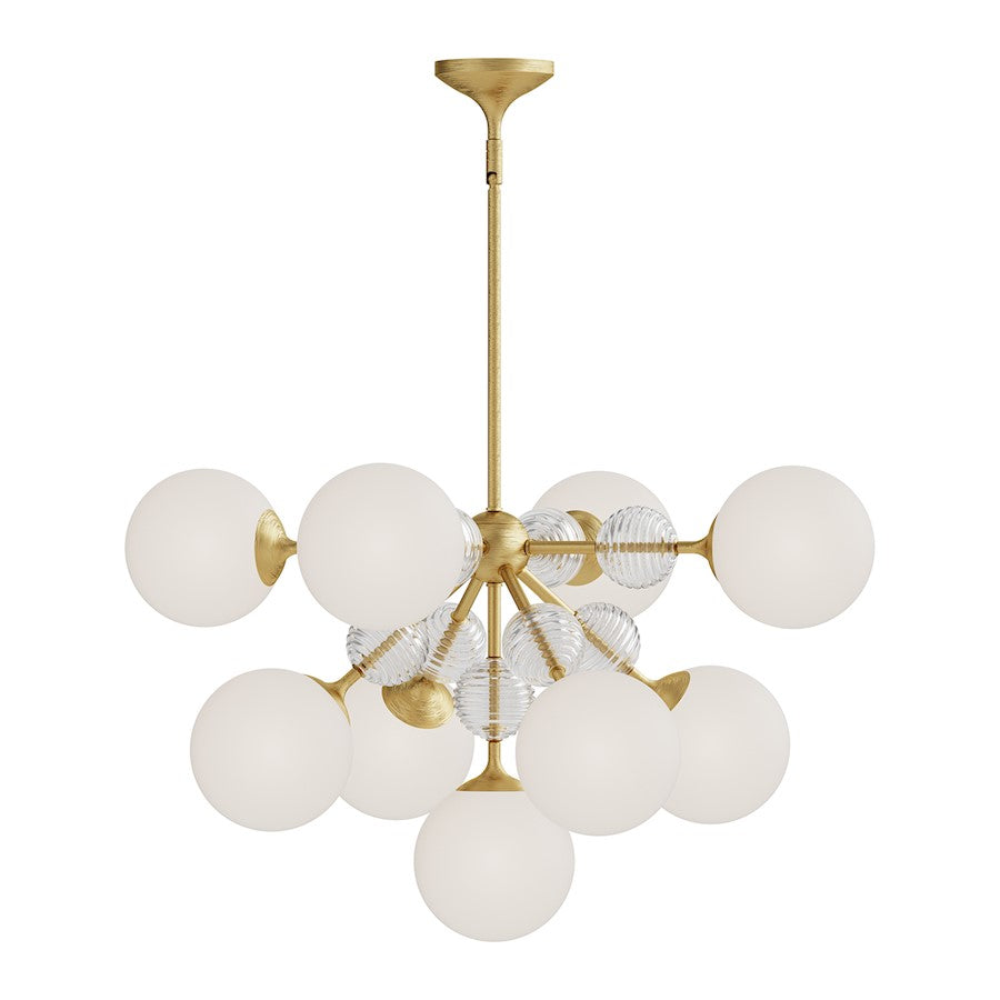 Alora Mood Celia 9Lt 31" Chandelier, Gold/Opal/Opal/Clear Ribbed - CH415331BGOP