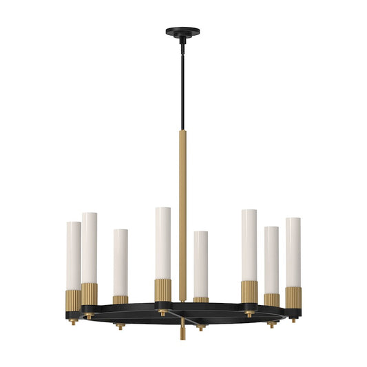 Alora Mood Rue 8 Light 38" Chandelier, Black/Gold/Glossy Opal - CH416108MBBG