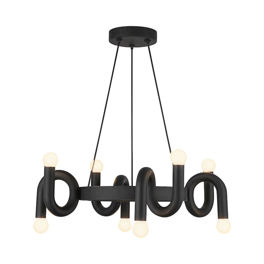 Kuzco Sadie 23in 8-Light Chandelier | Modern Matte Black Aluminum and Steel | Dining Room & Living Room | 23 x 23 x 6 in | Model CH420823MB