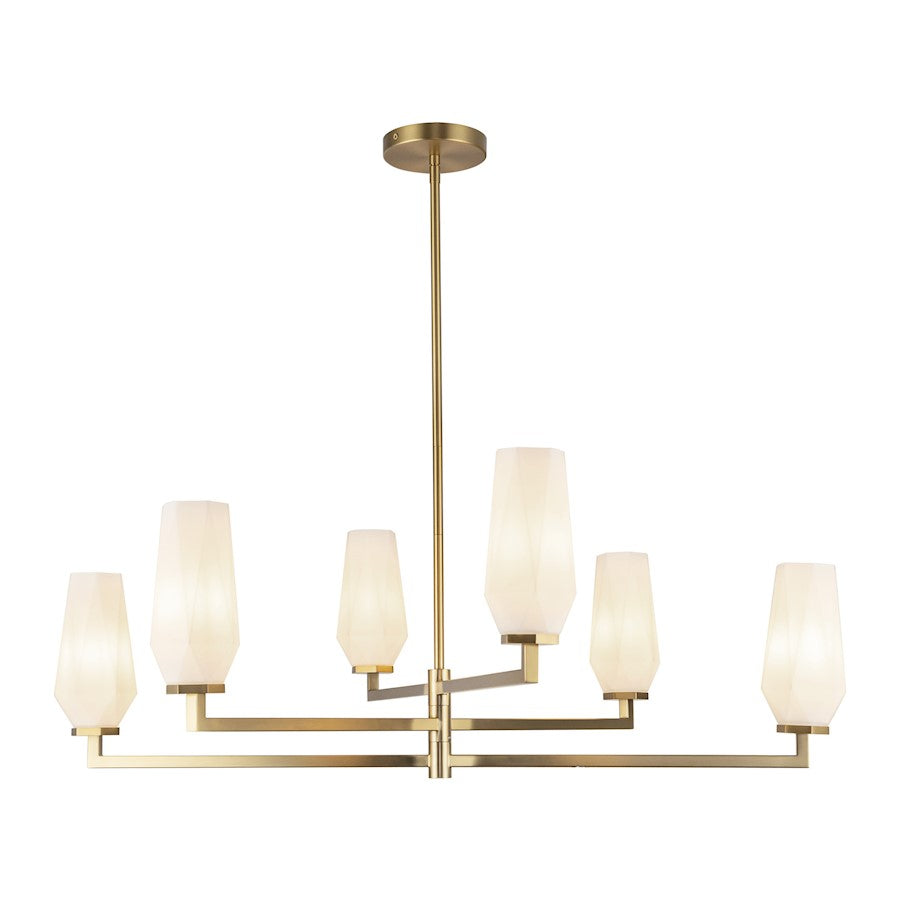 Alora Mood Krysta 6 Light 35" Chandelier, Brushed Gold/Opal/Opal - CH424135BGOP