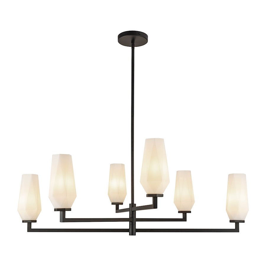 Alora Mood Krysta 6 Light 35" Chandelier, Matte Black/Opal/Opal - CH424135MBOP