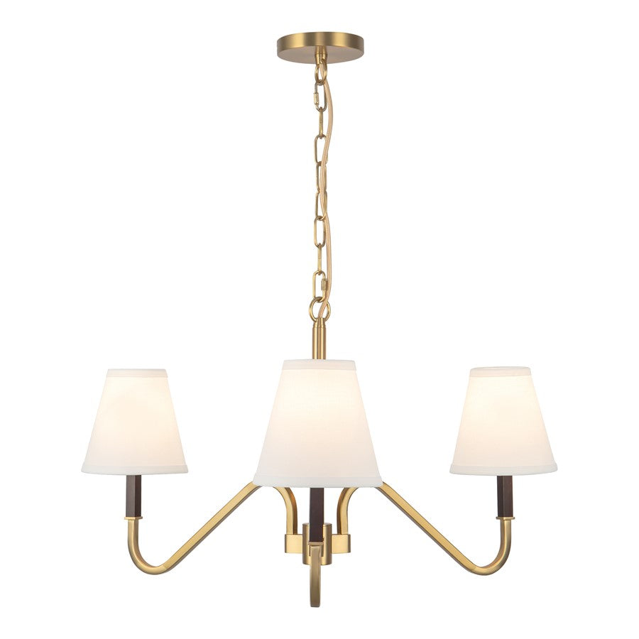 Kuzco Sloan 30" Gold Chandelier, Brushed Gold/White Linen